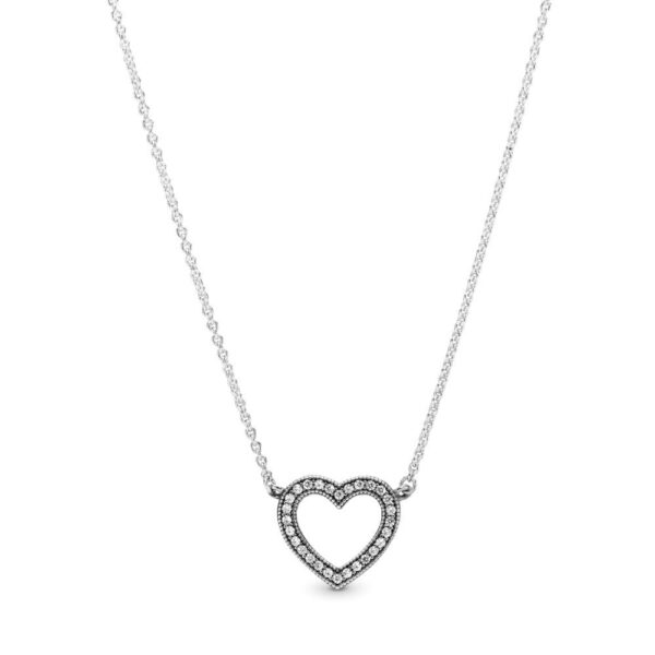 Zilveren Hart Diamanten - Ketting